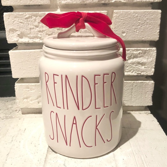 Rae Dunn Holiday Rae Dunn St Release Reindeer Snacks Canister Red White Christmas Jar With